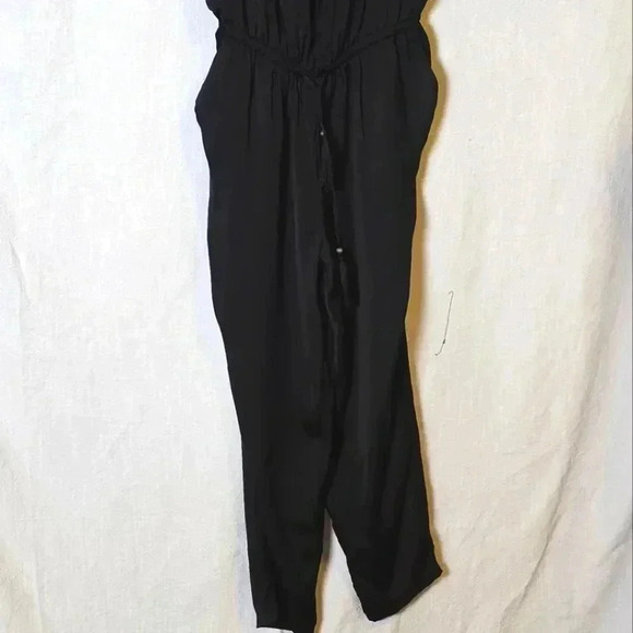 J Crew Crepe Tassel Drawstring Waist Womens Sz S Black Jumpsuit - Picture 2 of 7